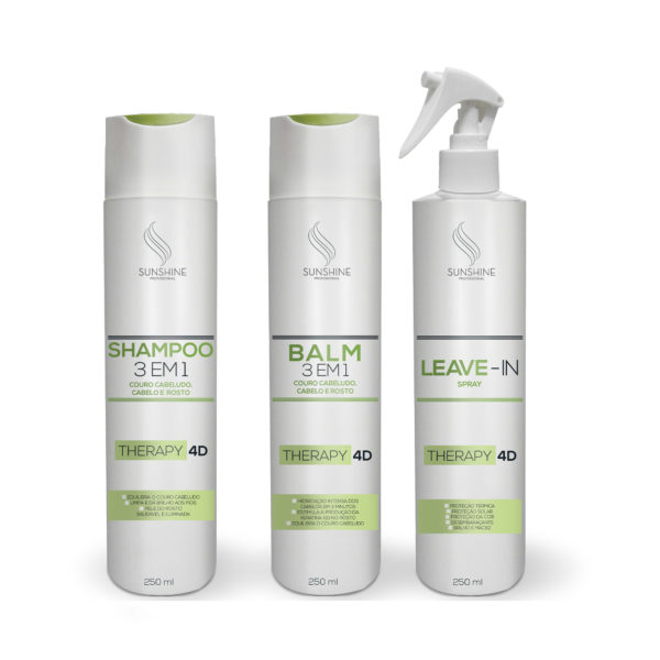 Therapy 4D - Shampoo 3 em 1 250ml - Therapy 4D - Balm 3 em 1 250ml Therapy 4D - Leave-In 250